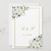 Witte bloem Elegante bruiloft uitnodiging in het S (Achterkant)