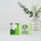 Witte Bloem en Bladeren | Holistisch Visitekaartje (Staand voorkant)