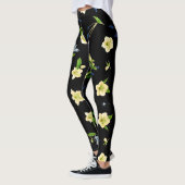 Witte bloem en blauwe toppen bloemenpatroon leggings (Links)