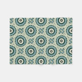 Witte Bloem en Cerulean Blauwe Mandala Fleece Deken (Voorkant (Horizontaal))