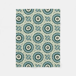 Witte Bloem en Cerulean Blauwe Mandala Fleece Deken