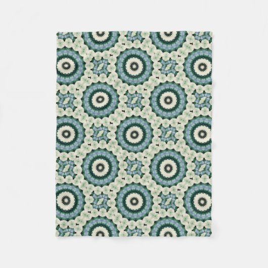 Witte Bloem en Cerulean Blauwe Mandala Fleece Deken (Voorkant)