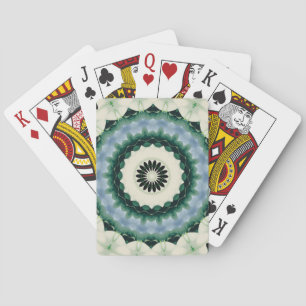 Witte Bloem en Cerulean Blauwe Mandala Pokerkaarten