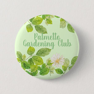 Witte Bloem en Groene Bladeren Tuin Ronde Button 5,7 Cm