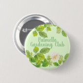 Witte Bloem en Groene Bladeren Tuin Ronde Button 5,7 Cm (Voorkant /achterkant)