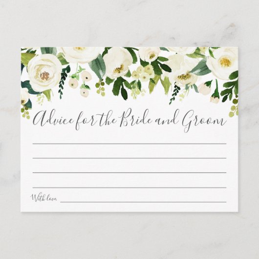 Witte Bloem en Groene Bruiloft Advies Kaarten (Voorkant)
