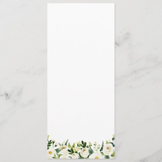 Witte Bloem en Groene Bruiloft Menu Rack Kaarten (Achterkant)