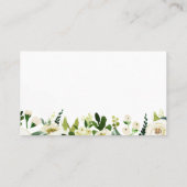 Witte Bloem en Groene Bruiloft Platte Plaats Kaart Plaatskaartje (Achterkant)