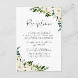 Witte Bloem en Groene Bruiloft Receptie Kaarten