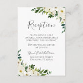 Witte Bloem en Groene Bruiloft Receptie Kaarten (Voorkant)