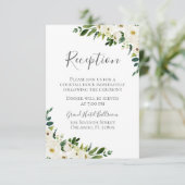 Witte Bloem en Groene Bruiloft Receptie Kaarten (Staand voorkant)