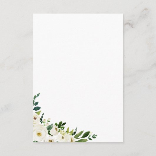 Witte Bloem en Groene Bruiloft Receptie Kaarten (Achterkant)
