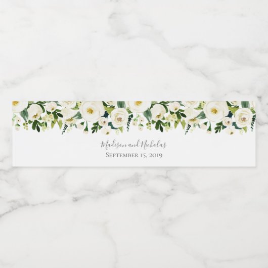 Witte Bloem en Groene de Flessenetiketten van het  Waterfles Etiket (Enkel label)