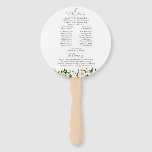 Witte Bloem en Groene Huwelijksprogramma Circle Fa Handwaaier (Achterkant)