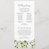 Witte Bloem en Groene Huwelijksprogramma Kaarten (Achterkant)