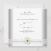 Witte Bloem Fabulous 40ste Verjaardag Party Kant Kaart (Achterkant)