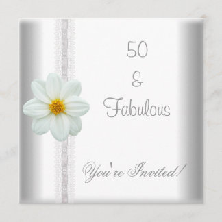 Witte bloem fantastisch 50ste verjaardagsfeest kan kaart