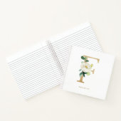 Witte bloem Faux Gold Folie Letter F Monogram Notitieboek (Binnen)