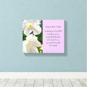 Witte Bloem Foto Bijbelvers Gods zegen Canvas Afdruk