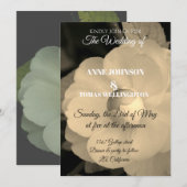 witte bloem foto bruiloft uitnodiging (Voorkant / Achterkant)