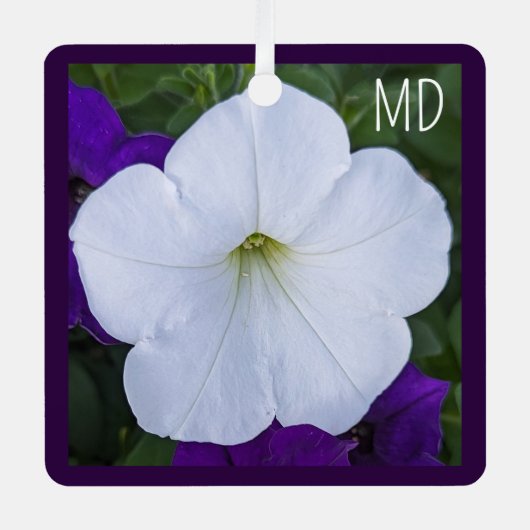 Witte Bloem Foto Schoonheid voor Assen Bijbelvers Metalen Ornament (Voorkant)