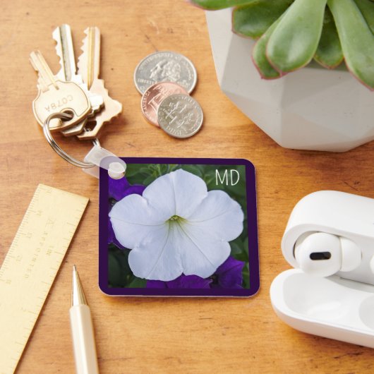 Witte Bloem Foto Schoonheid voor Assen Bijbelvers Sleutelhanger (Bureau)