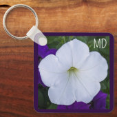Witte Bloem Foto Schoonheid voor Assen Bijbelvers Sleutelhanger (Voorkant)