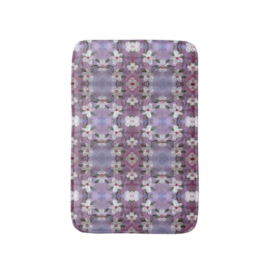 Witte bloem geaccentueerd in rood badmat (Voorkant Verticaal)