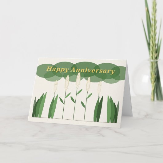 Witte Bloem Gelukkig Jubileum Kaart (Voorkant)