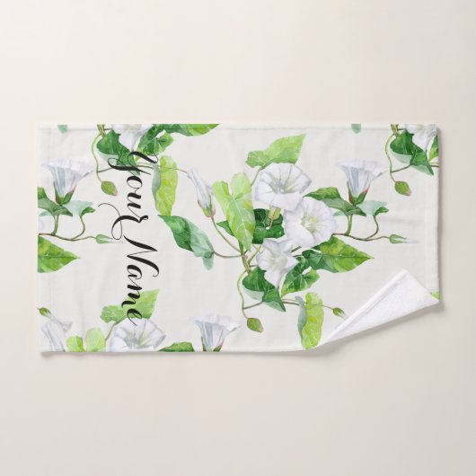 Witte bloem, gevlekt bad handdoek (Handdoek)