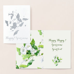 Witte bloem, gevlekt folie kaarten