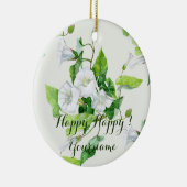 Witte bloem, gevlekt keramisch ornament (Rechts)