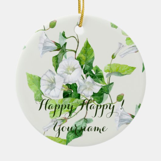 Witte bloem, gevlekt keramisch ornament (Voorkant)