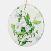 Witte bloem, gevlekt keramisch ornament (Links)