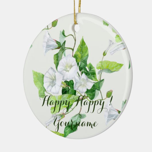 Witte bloem, gevlekt keramisch ornament (Links)