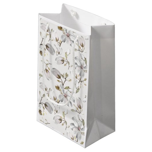 Witte Bloem Gift Bag Klein Cadeauzakje (Voorkant Gekanteld)