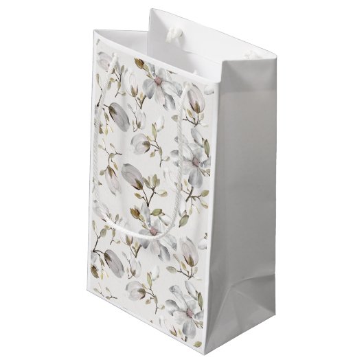 Witte Bloem Gift Bag Klein Cadeauzakje (Achterkant Gekanteld)