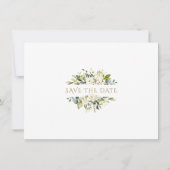 Witte Bloem Goud Glitter Frame Confetti Bruiloft Save The Date (Achterkant)