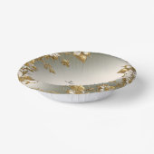 Witte Bloem Goud Ornaat Papieren Kommen (Gebogen)