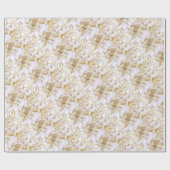 Witte bloem gouden rand bruiloft jubileum bruids- cadeaupapier (Vlak)