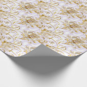 Witte bloem gouden rand bruiloft jubileum bruidsbo cadeaupapier (Hoek)