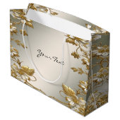 Witte Bloem Gouden Sierlijke Cadeautas (Achterkant Gekanteld)