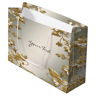Witte Bloem Gouden Sierlijke Cadeautas