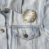 Witte Bloem Gouden Sierlijke Knoop Ronde Button 5,7 Cm (In situ)