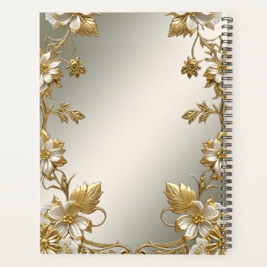 Witte Bloem Gouden Sierlijke Planner (Achterkant)