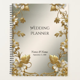 Witte Bloem Gouden Sierlijke Planner