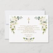 Witte bloem Gracias Con Oración Bautizo Bedankkaart (Voorkant)