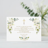 Witte bloem Gracias Con Oración Bautizo Bedankkaart (Staand voorkant)