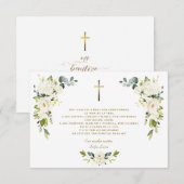 Witte bloem Gracias Con Oración Bautizo Bedankkaart (Voorkant / Achterkant)