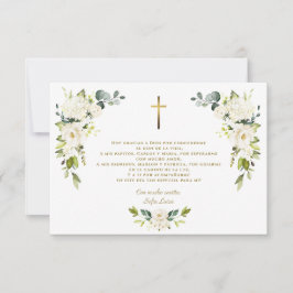 Witte bloem Gracias Con Oración Bautizo Bedankkaart